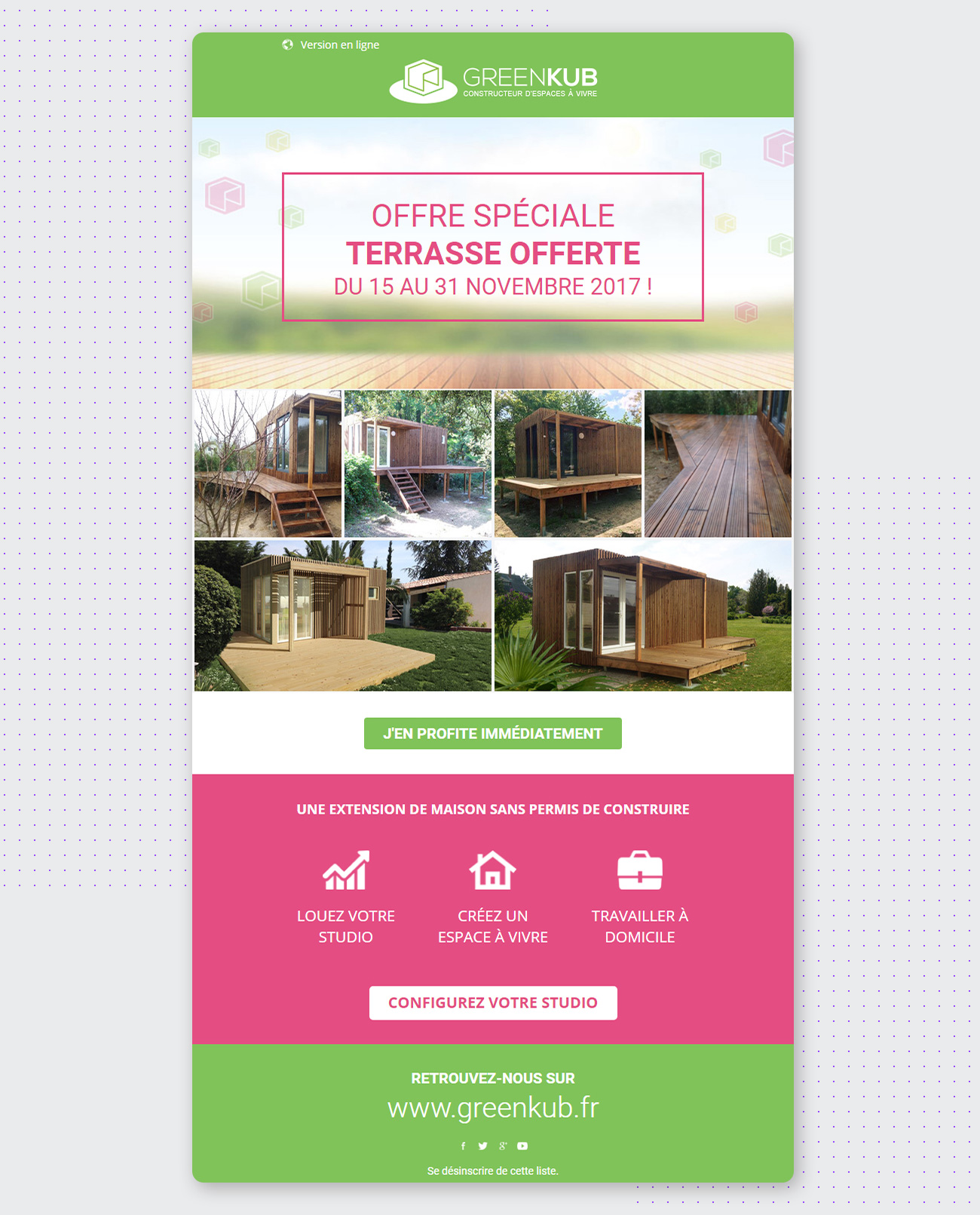 Newsletter GreenKub terrasse offerte