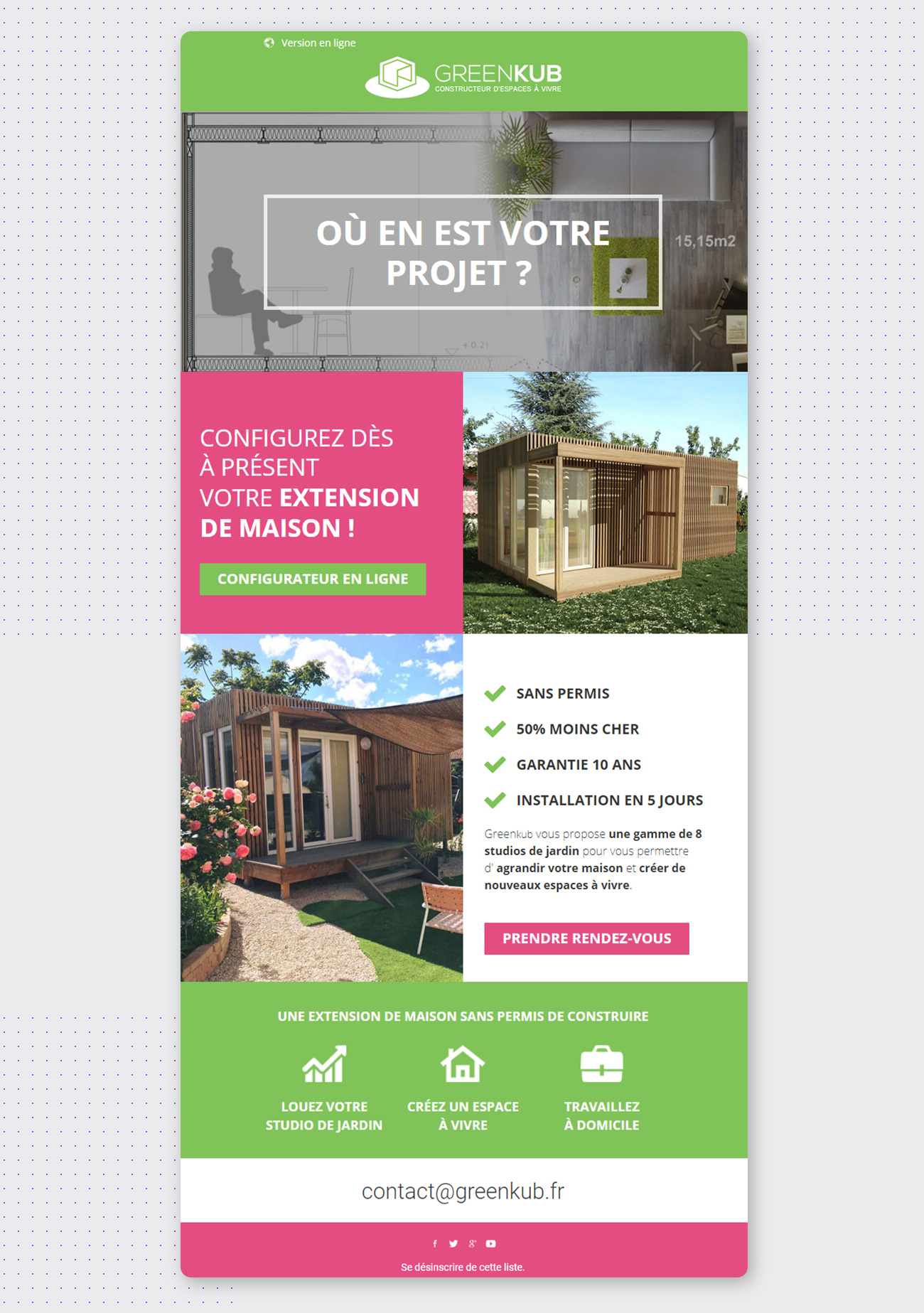 Newsletter GreenKub clients à contacter