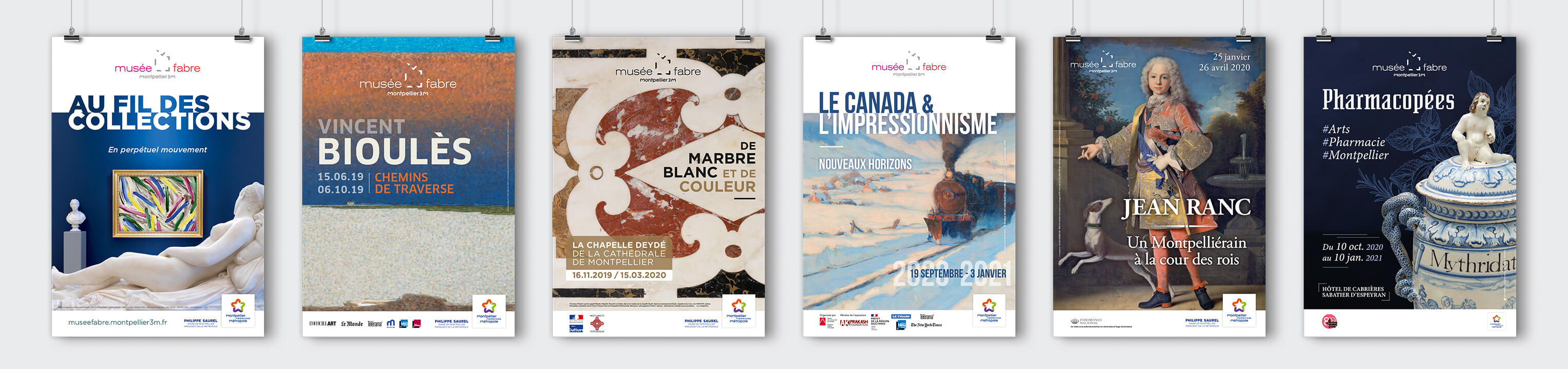 Affichage des différentes expositions du musée Fabre